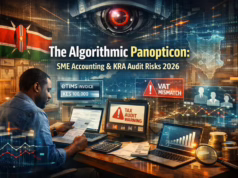 The Algorithmic Panopticon: How Your SME Accounting Can Trigger KRA Audits in 2026 Kenyan SME owner facing eTIMS and VAT audit alerts under digital KRA surveillance
